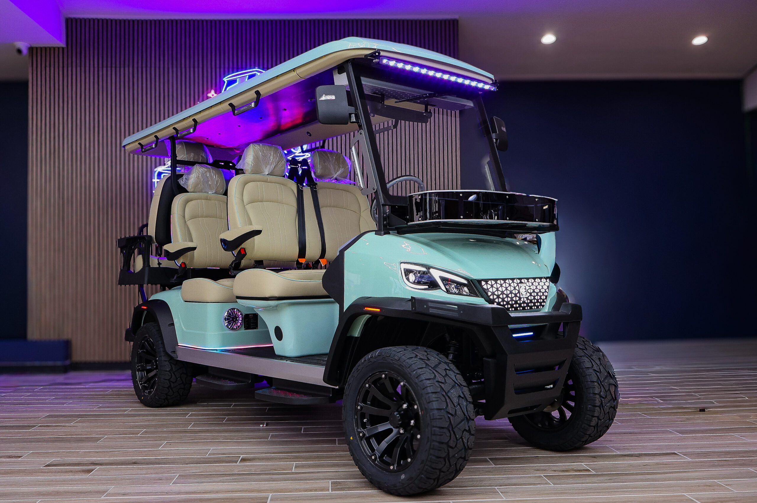 Conquest S60L electric golf cart at Galaxy Golf Cars showroom