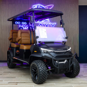 2026 DACH Apollo Gen 2 4 Seater Matte Black electric golf cart with Walnut seats