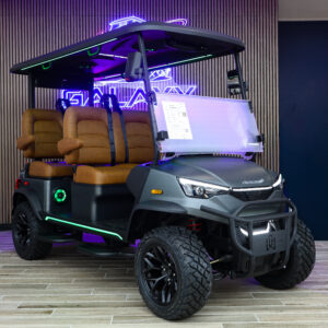 2026 DACH Apollo Gen 2 4 Seater Matte Gray electric golf cart with Walnut seats