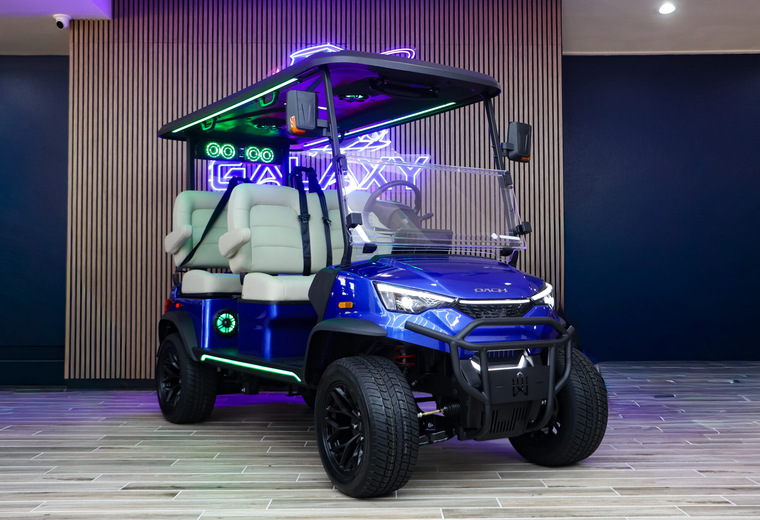2026 DACH Apollo Gen 2 blue electric golf cart with beige seats