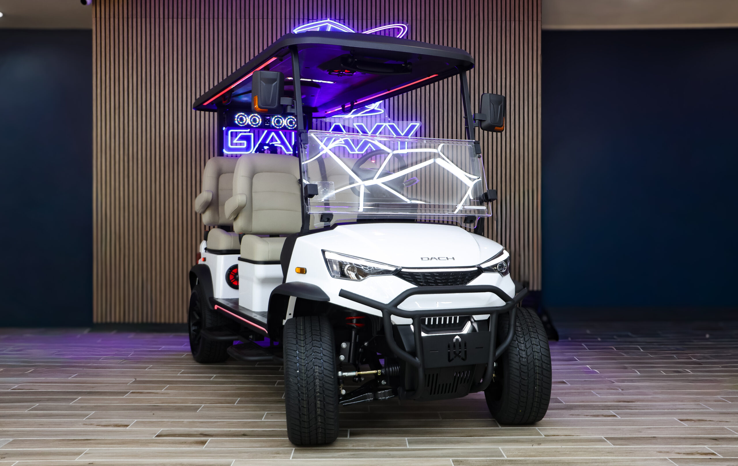 2026 DACH Apollo Gen 2 white electric golf cart with beige seats