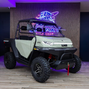 Kandi Innovator e10K electric UTV displayed in the Galaxy Golf Cars showroom with EPS steering and off-road tires