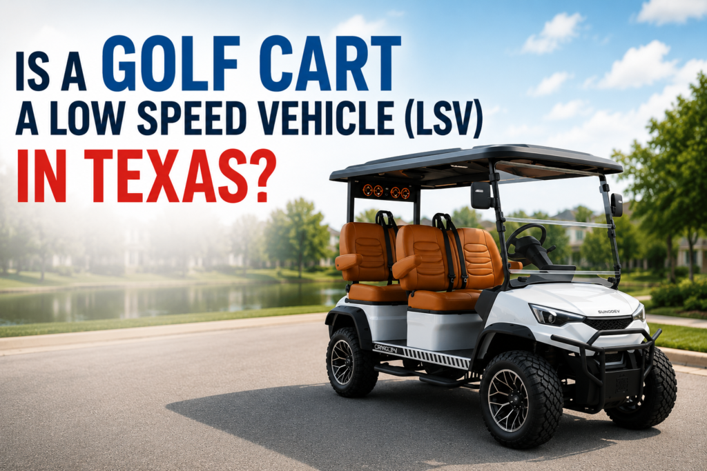 Golf cart and low speed vehicle (LSV) comparison in Texas featuring a street-legal golf cart