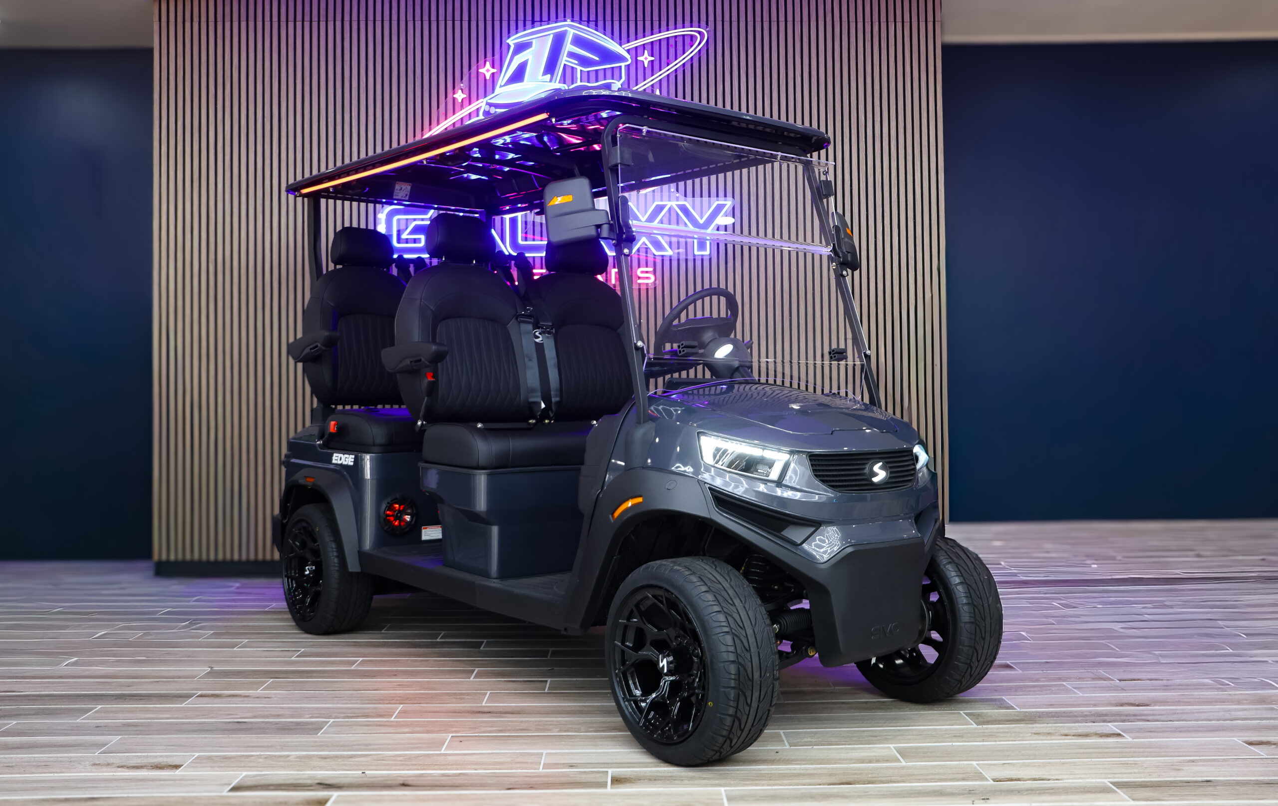 2027 SIVO Edge 4 Seater Forward-Facing charcoal electric golf cart
