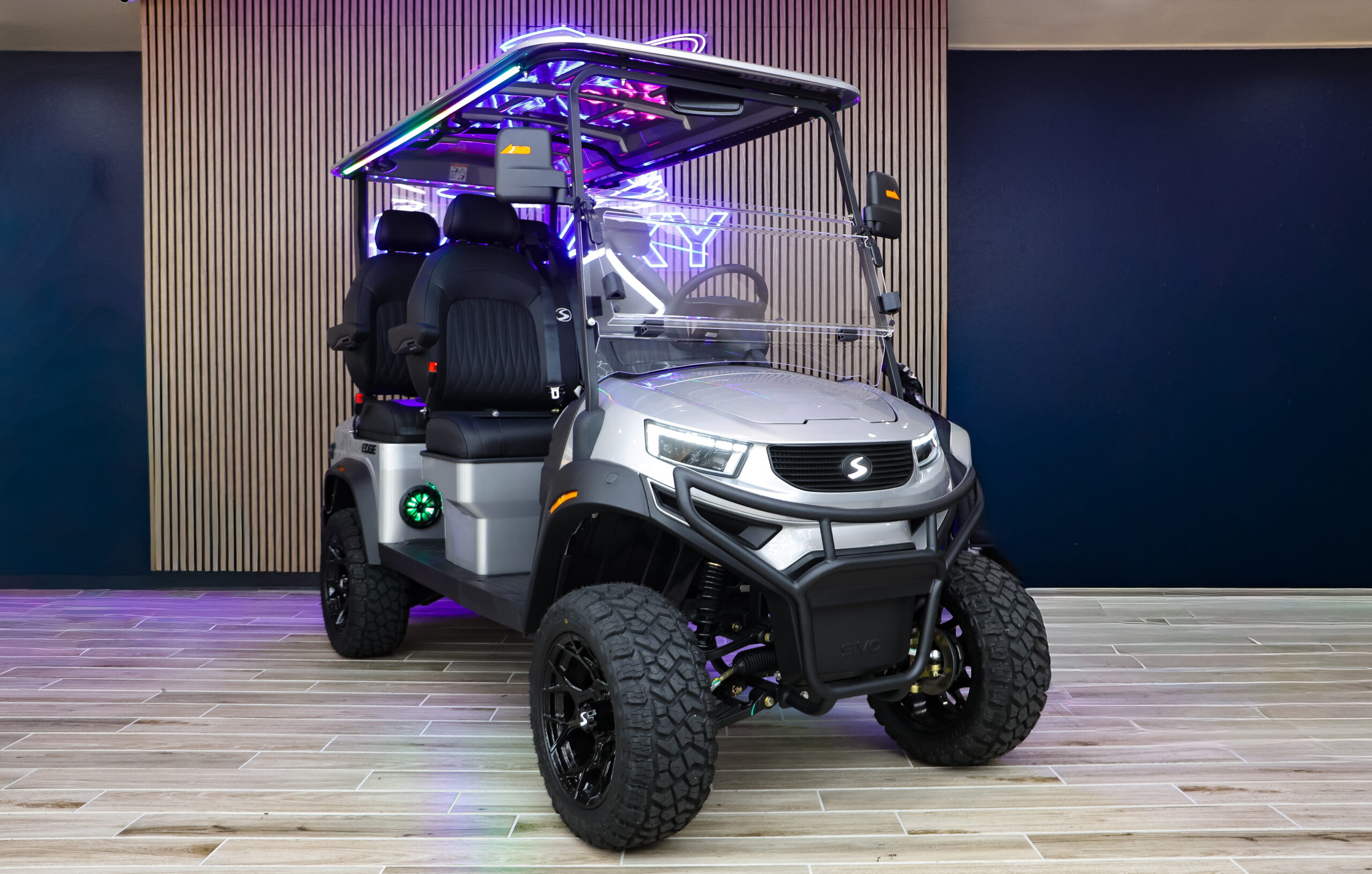 2027 SIVO Edge 4 Seater Lifted silver electric golf cart