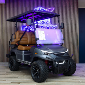 2026 DACH Falcon Ultra 2+2 Matte Gray electric golf cart with Walnut seats